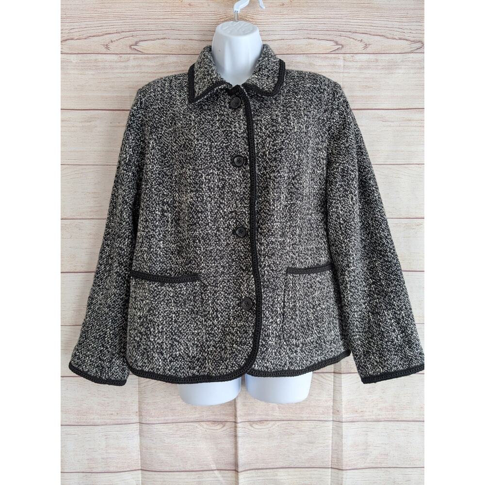 Appleseed’s Women’s Black And WhTweed Button Down Blazer/Jacket W/Pockets Sz. 14